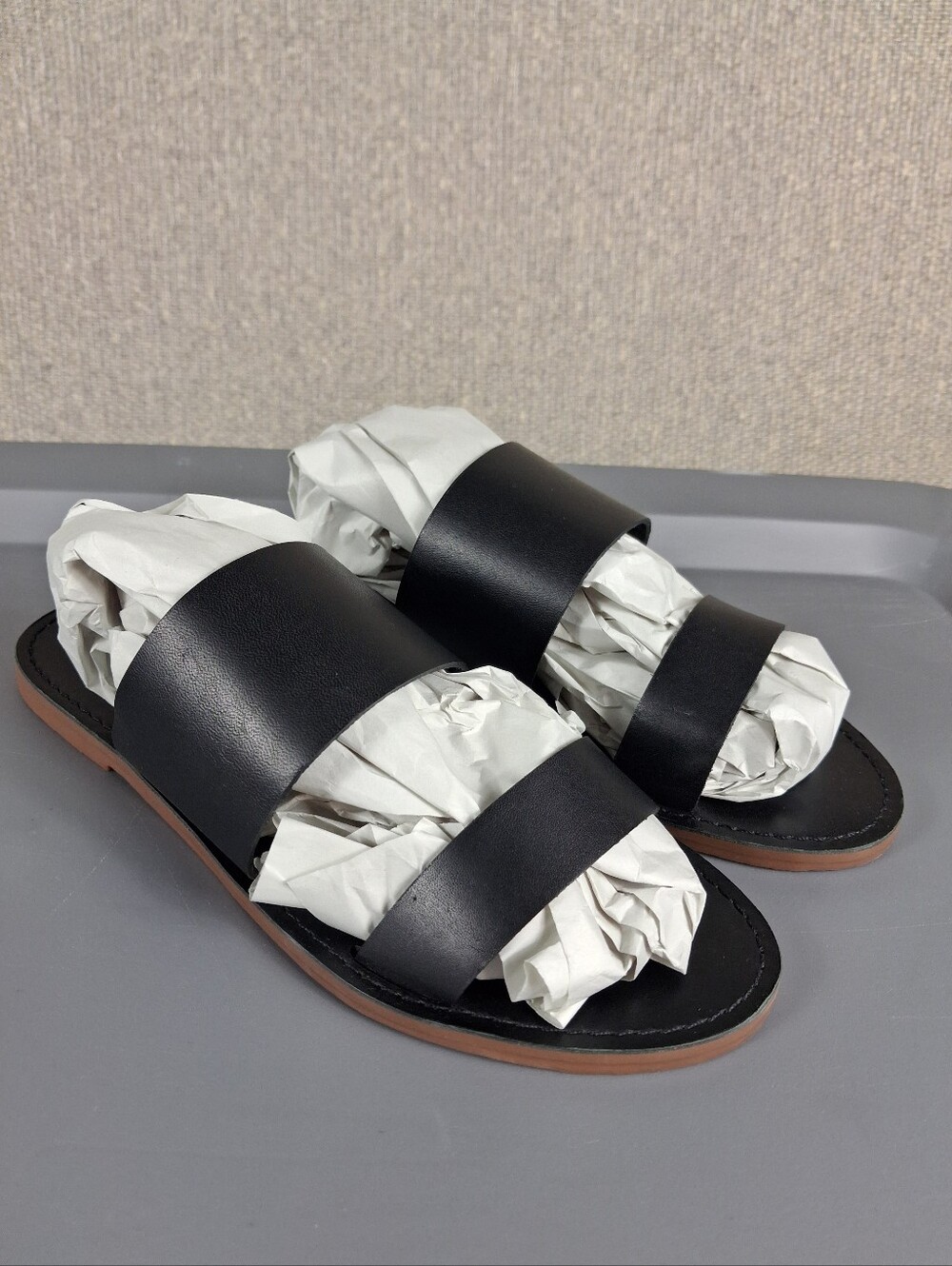 Madewell The Boardwalk Double Strap Slide Sandals Womens Size 7 Black Minimalist